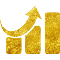 Gold icon of an pointing upwards